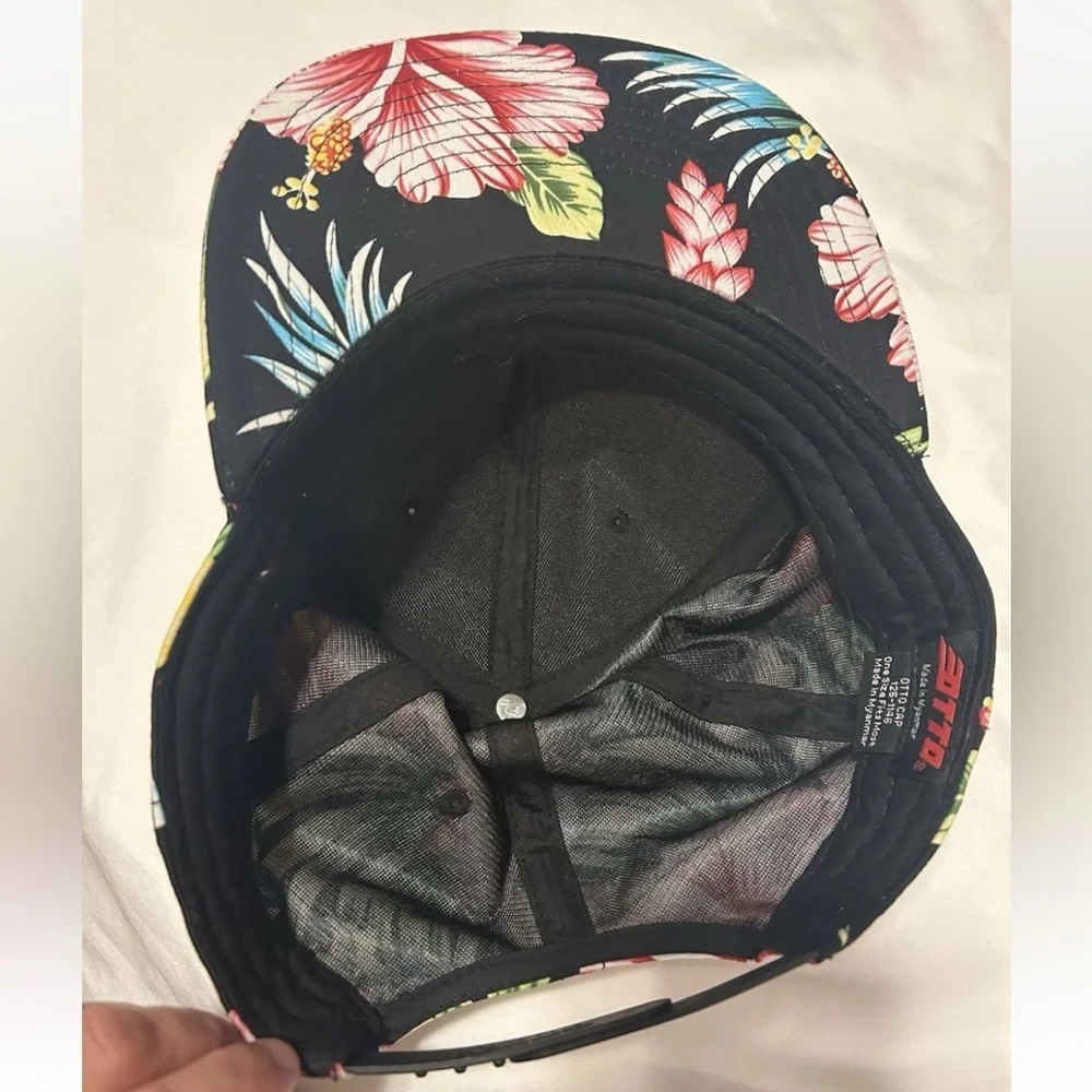 BAD Craft Hawaiian Baseball Hat Black Floral SnapBack Flat bill Style Otto NEW - Picture 6 of 6
